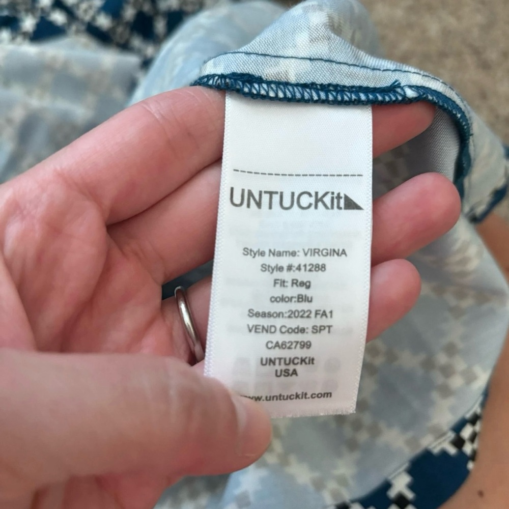 UNTUCKit Blue A-Line Wrap Dress with Bishop Sleeves - Picture 7 of 7
